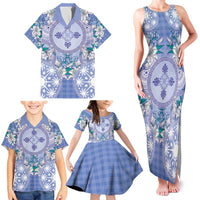 Hawaii Violet Palaka Family Matching Tank Maxi Dress and Hawaiian Shirt With Tapa Pattern Tropical Flowers LT05 - Polynesian Pride