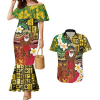 Vanuatu Christmas Couples Matching Mermaid Dress and Hawaiian Shirt Ni-Van Santa Retro Style LT05 Colorful - Polynesian Pride