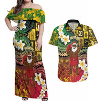 Vanuatu Christmas Couples Matching Off Shoulder Maxi Dress and Hawaiian Shirt Ni-Van Santa Retro Style LT05 Colorful - Polynesian Pride