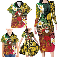 Vanuatu Christmas Family Matching Long Sleeve Bodycon Dress and Hawaiian Shirt Ni-Van Santa Retro Style LT05 - Polynesian Pride