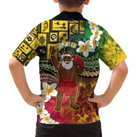 Vanuatu Christmas Family Matching Off The Shoulder Long Sleeve Dress and Hawaiian Shirt Ni-Van Santa Retro Style LT05 - Polynesian Pride