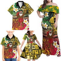 Vanuatu Christmas Family Matching Off Shoulder Maxi Dress and Hawaiian Shirt Ni-Van Santa Retro Style LT05 - Polynesian Pride