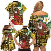 Vanuatu Christmas Family Matching Off Shoulder Short Dress and Hawaiian Shirt Ni-Van Santa Retro Style LT05 - Polynesian Pride