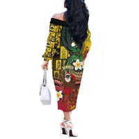Vanuatu Christmas Off The Shoulder Long Sleeve Dress Ni-Van Santa Retro Style - Polynesian Pride