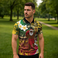 Vanuatu Christmas Zipper Polo Shirt Ni-Van Santa Retro Style - Polynesian Pride