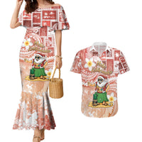 Hawaii Mele Kalikimaka Couples Matching Mermaid Dress and Hawaiian Shirt Hula Santa Retro Style Red LT05 Red - Polynesian Pride