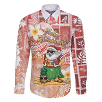 Hawaii Mele Kalikimaka Family Matching Puletasi and Hawaiian Shirt Hula Santa Retro Style Red LT05 Dad's Shirt - Long Sleeve Red - Polynesian Pride