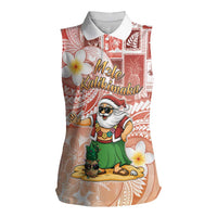 Hawaii Mele Kalikimaka Women Sleeveless Polo Shirt Hula Santa Retro Style Red LT05 Female Red - Polynesian Pride