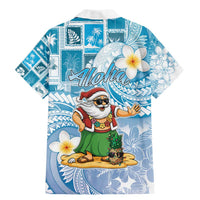 Hawaii Mele Kalikimaka Family Matching Mermaid Dress and Hawaiian Shirt Hula Santa Retro Style Blue LT05 - Polynesian Pride
