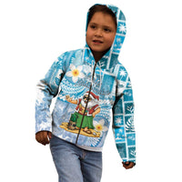 Hawaii Mele Kalikimaka Kid Hoodie Hula Santa Retro Style Blue - Polynesian Pride