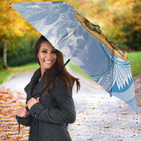 Hawaii Mele Kalikimaka Umbrella Hula Santa Retro Style Blue - Polynesian Pride