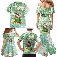 Hawaii Mele Kalikimaka Family Matching Mermaid Dress and Hawaiian Shirt Hula Santa Retro Style Green LT05 - Polynesian Pride