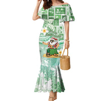 Hawaii Mele Kalikimaka Family Matching Mermaid Dress and Hawaiian Shirt Hula Santa Retro Style Green LT05 Mom's Dress Green - Polynesian Pride