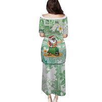 Hawaii Mele Kalikimaka Family Matching Puletasi and Hawaiian Shirt Hula Santa Retro Style Green LT05 - Polynesian Pride
