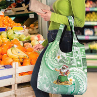 Hawaii Mele Kalikimaka Grocery Bag Hula Santa Retro Style Green - Polynesian Pride