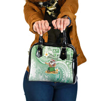 Hawaii Mele Kalikimaka Shoulder Handbag Hula Santa Retro Style Green - Polynesian Pride