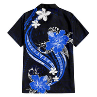 Blue Polynesian Pattern With Tropical Flowers Family Matching Tank Maxi Dress and Hawaiian Shirt LT05 - Polynesian Pride