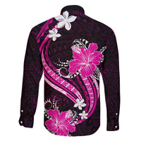 Pink Polynesian Pattern With Tropical Flowers Family Matching Summer Maxi Dress and Hawaiian Shirt LT05 - Polynesian Pride