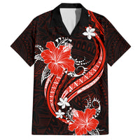 Red Polynesian Pattern With Tropical Flowers Family Matching Summer Maxi Dress and Hawaiian Shirt LT05 Dad's Shirt - Short Sleeve Red - Polynesian Pride