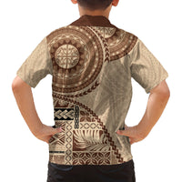 Samoa Siapo Pattern Simple Style Family Matching Puletasi Dress and Hawaiian Shirt LT05 - Polynesian Pride