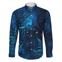 New Zealand Matariki Family Matching Long Sleeve Bodycon Dress and Hawaiian Shirt - Maori New Year LT05 Dad's Shirt - Long Sleeve Blue - Polynesian Pride