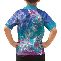 Polynesia Sea Turtle Couple Family Matching Off The Shoulder Long Sleeve Dress and Hawaiian Shirt Love Is Life LT05 - Polynesian Pride