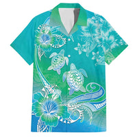 Polynesia Sea Turtle Couple Family Matching Tank Maxi Dress and Hawaiian Shirt I Am Turtley In Love With You LT05 Dad's Shirt - Short Sleeve Turquoise - Polynesian Pride