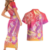 Polynesia Sea Turtle Couple Couples Matching Short Sleeve Bodycon Dress and Hawaiian Shirt One Soul One Love LT05 - Polynesian Pride