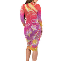 Polynesia Sea Turtle Couple Family Matching Long Sleeve Bodycon Dress and Hawaiian Shirt One Soul One Love LT05 - Polynesian Pride