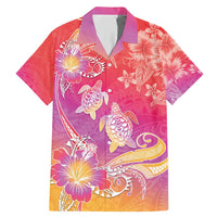 Polynesia Sea Turtle Couple Family Matching Mermaid Dress and Hawaiian Shirt One Soul One Love LT05 Dad's Shirt - Short Sleeve Red - Polynesian Pride