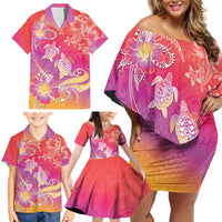 Polynesia Sea Turtle Couple Family Matching Off Shoulder Short Dress and Hawaiian Shirt One Soul One Love LT05 - Polynesian Pride