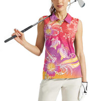 Polynesia Sea Turtle Couple Women Sleeveless Polo Shirt One Soul One Love