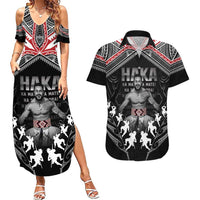 New Zealand Aotearoa Couples Matching Summer Maxi Dress and Hawaiian Shirt Traditional Kapa Haka LT05 Black - Polynesian Pride