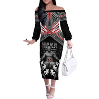 New Zealand Aotearoa Family Matching Off The Shoulder Long Sleeve Dress and Hawaiian Shirt Traditional Kapa Haka LT05 - Polynesian Pride