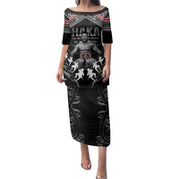 New Zealand Aotearoa Family Matching Puletasi and Hawaiian Shirt Traditional Kapa Haka LT05 Mom's Dress Black - Polynesian Pride