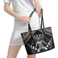 New Zealand Aotearoa Leather Tote Bag Traditional Kapa Haka