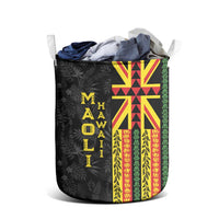 Hawaii Maoli Spirit Laundry Basket Kakau Pattern With Flower Lei - Polynesian Pride