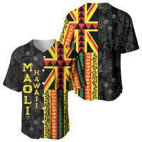 Hawaii Maoli Spirit Baseball Jersey Kakau Pattern With Flower Lei - Polynesian Pride