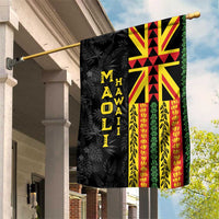 Hawaii Maoli Spirit Garden Flag Kakau Pattern With Flower Lei - Polynesian Pride