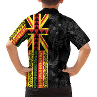 Hawaii Maoli Spirit Kid Hawaiian Shirt Kakau Pattern With Flower Lei - Polynesian Pride