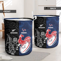 France And New Zealand Rugby Laundry Basket Les Bleus Rooster With Maori Tiki LT05 - Polynesian Pride