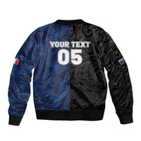 France And New Zealand Rugby Custom Bomber Jacket Les Bleus Rooster With Maori Tiki LT05 - Polynesian Pride