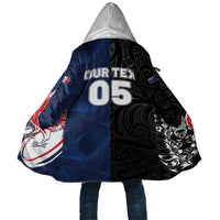 France And New Zealand Rugby Custom Cloak Les Bleus Rooster With Maori Tiki LT05 Unisex Black - Polynesian Pride
