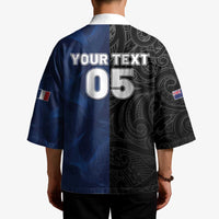 France And New Zealand Rugby Custom Kimono Les Bleus Rooster With Maori Tiki LT05 - Polynesian Pride