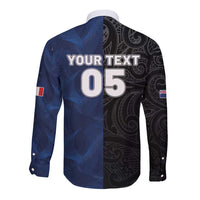 France And New Zealand Rugby Custom Long Sleeve Button Shirt Les Bleus Rooster With Maori Tiki LT05 - Polynesian Pride