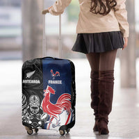 France And New Zealand Rugby Luggage Cover Les Bleus Rooster With Maori Tiki - Polynesian Pride