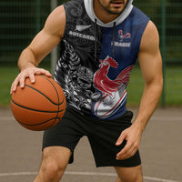 France And New Zealand Rugby Custom Sleeveless Hoodie Les Bleus Rooster With Maori Tiki LT05 - Polynesian Pride