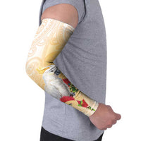 New Zealand Aotearoa Cockatoo Arm Sleeves Maori Pattern With Pohutukawa Flowers