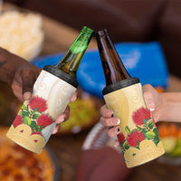 New Zealand Aotearoa Cockatoo 4 in 1 Can Cooler Tumbler Maori Pattern With Pohutukawa Flowers LT05 - Polynesian Pride