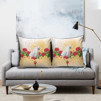 New Zealand Aotearoa Cockatoo Pillow Cover Maori Pattern With Pohutukawa Flowers